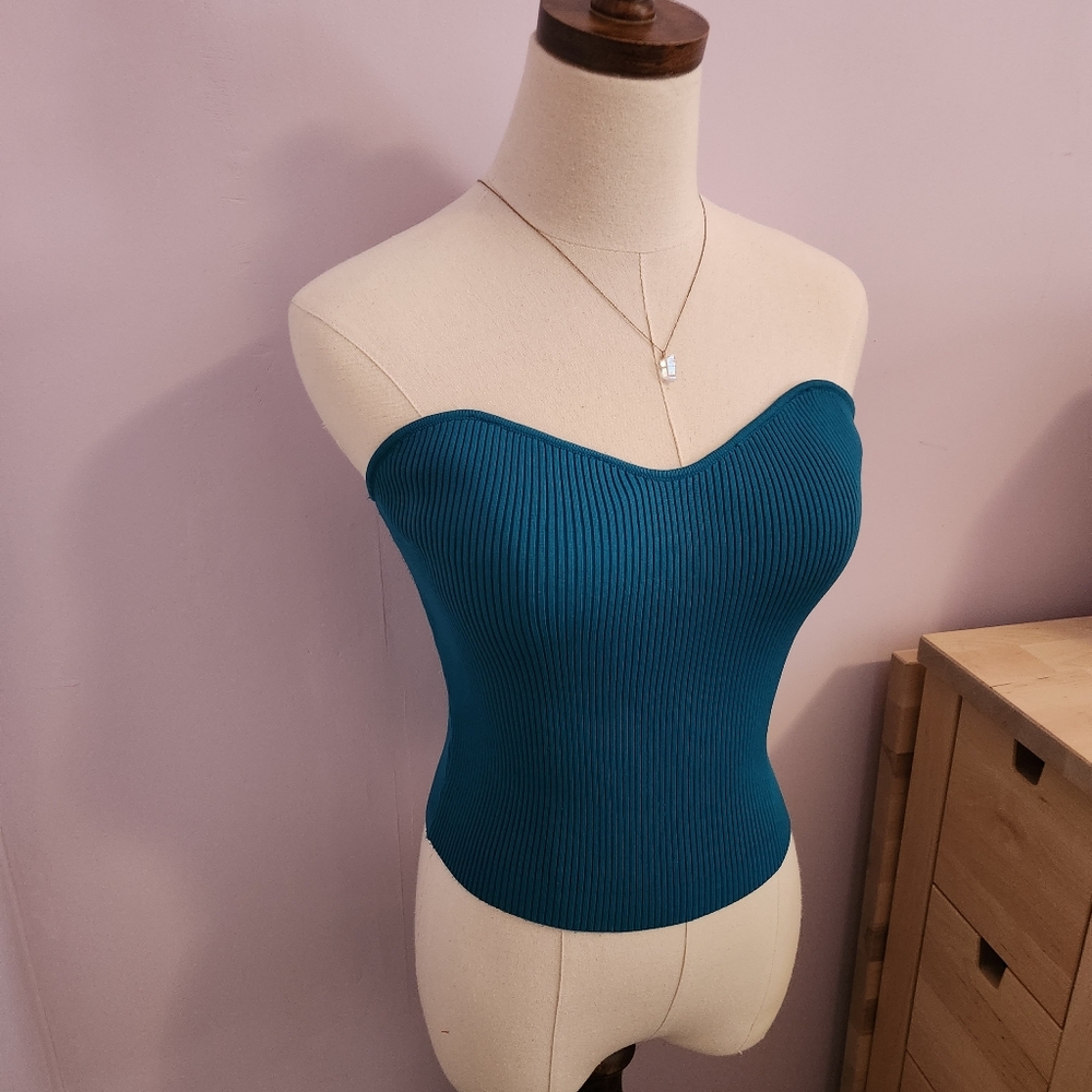 Happily Grey Teal Sweetheart Strapless Tube Top Size L - Picture 3 of 8